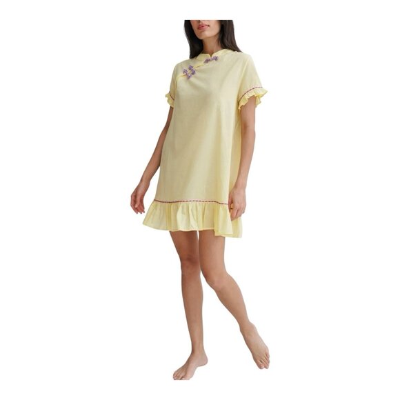 Pitusa Frog Closure Sun Dress M/L (Standard) Yellow Beach Cover Up Resortwear - Picture 1 of 8